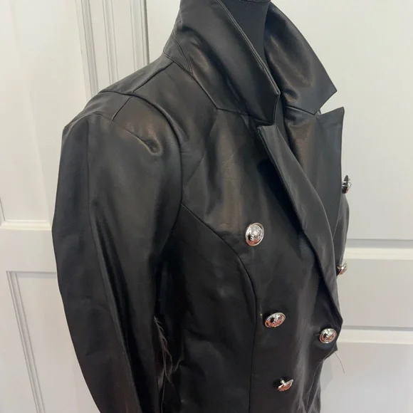 Black Double-Breasted Women's Jacket - Picture 2 of 3